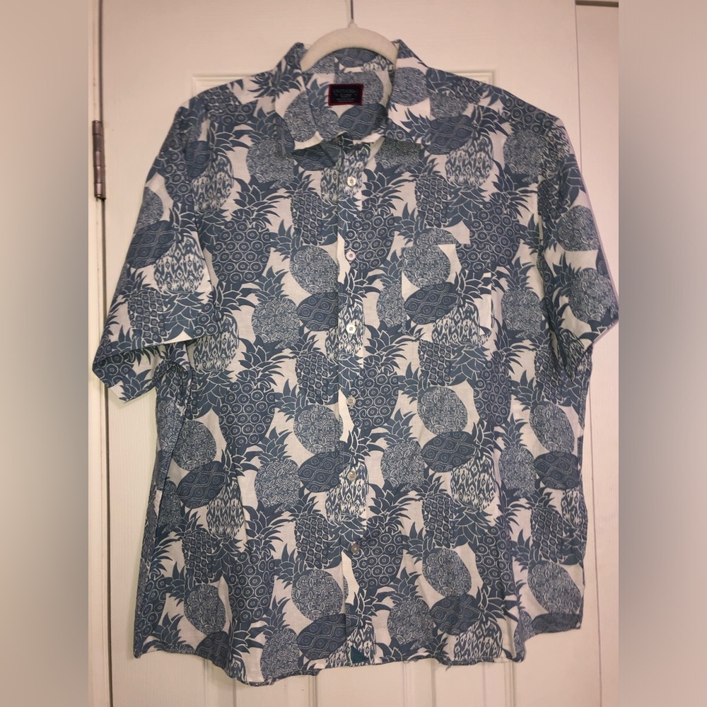 Untuckit pineapple shirt sleeve button‎ down men’s XL relaxed fit cotton linen